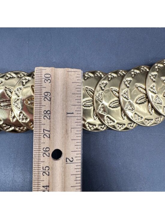 Vintage Gold Metal Stretch Belt 1970s Disco Glam Queen Statement Elastic Retro main image 2